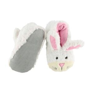 Lazy One White & Pink Bunny Plush Slippers